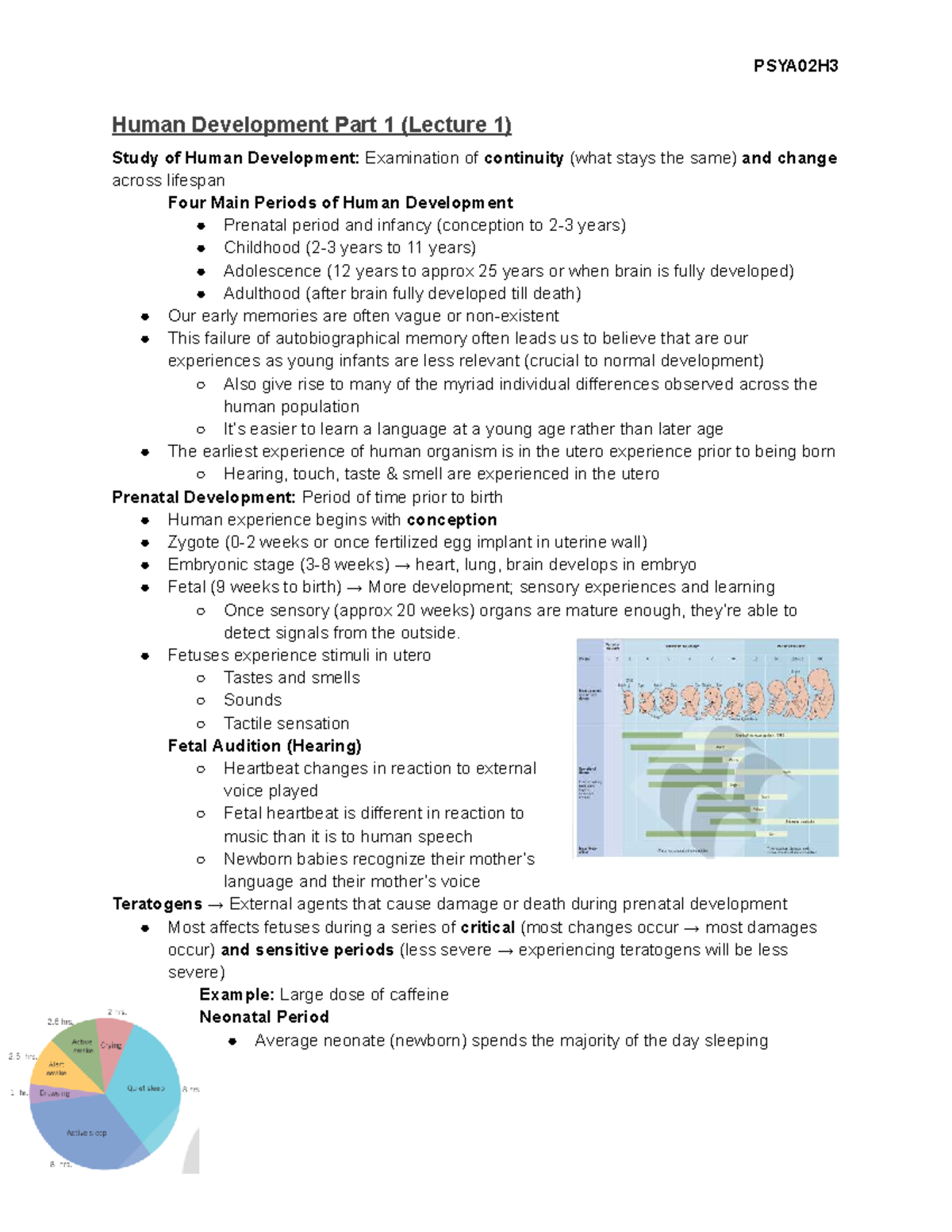 PSYA02H3 Lecture & Textbook Notes - Human Development Part 1 (Lecture 1 ...