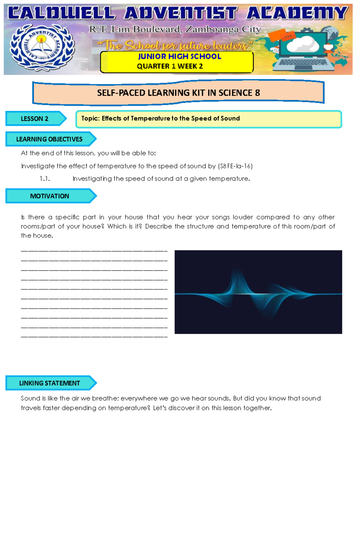 Science 8-Q1W2L2 - Effects of Temperature to the Speed of Sound ...