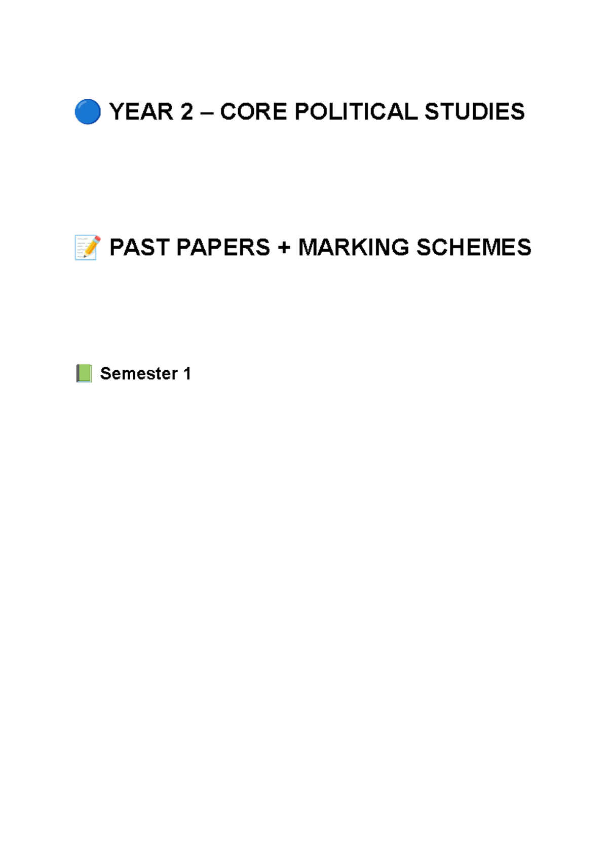 YEAR 2 CORE POLITICAL STUDIES PAST PAPERS MARKING SCHEMES - Studocu