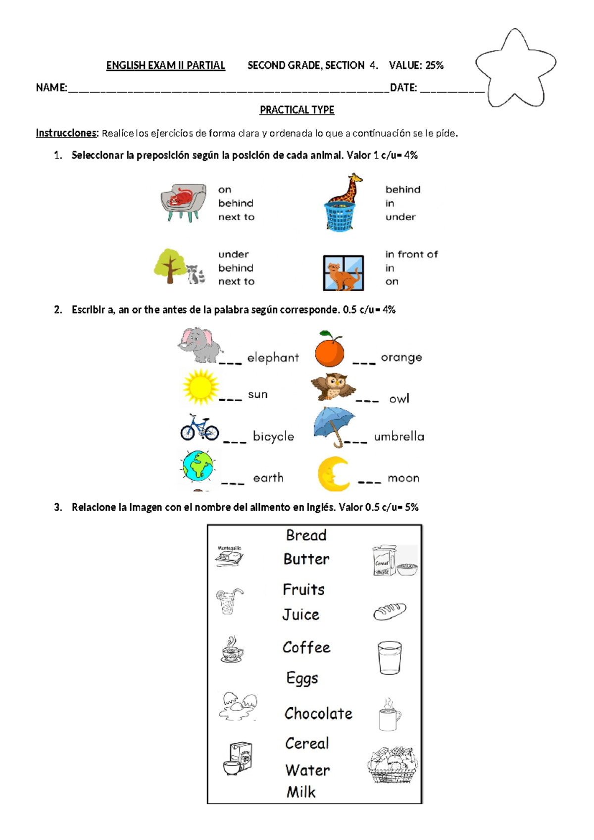 Examen DE Inglés II Parcial 2DO - ENGLISH EXAM II PARTIAL SECOND GRADE ...