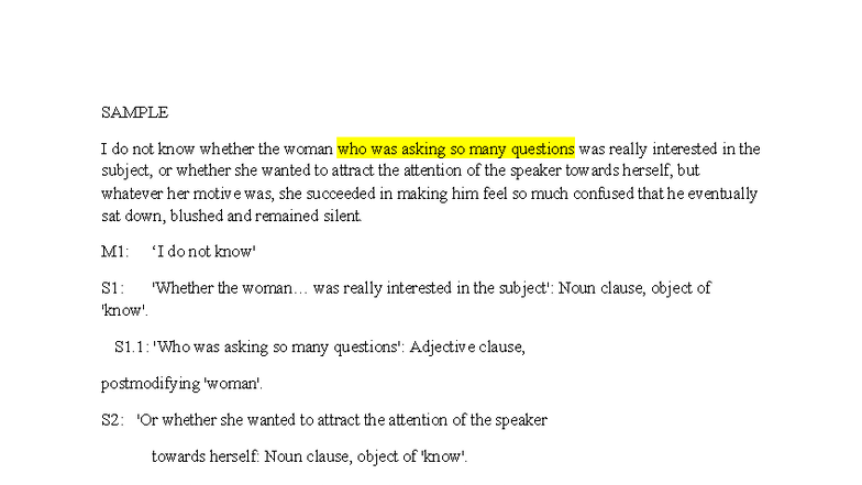 Assignment 8 - Sentence Structure Analysis and Clause Identification ...