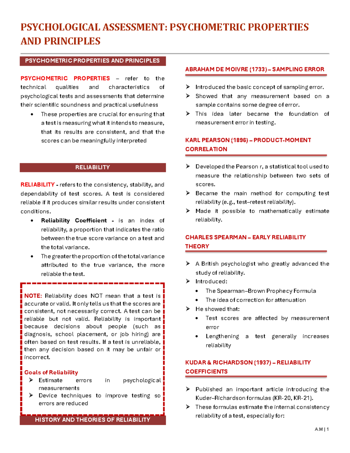 PSY 101: Reliability and Validity in Psychological Assessment - Studocu