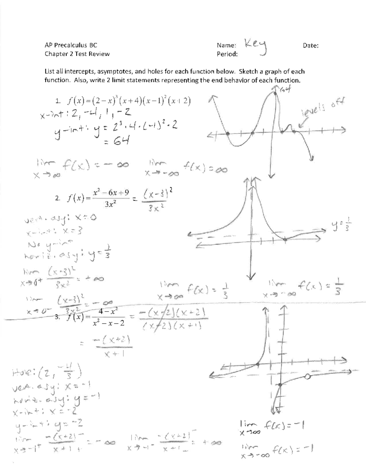 AP Precalculus BC Chapter 2 Test Review and Analysis - Studocu