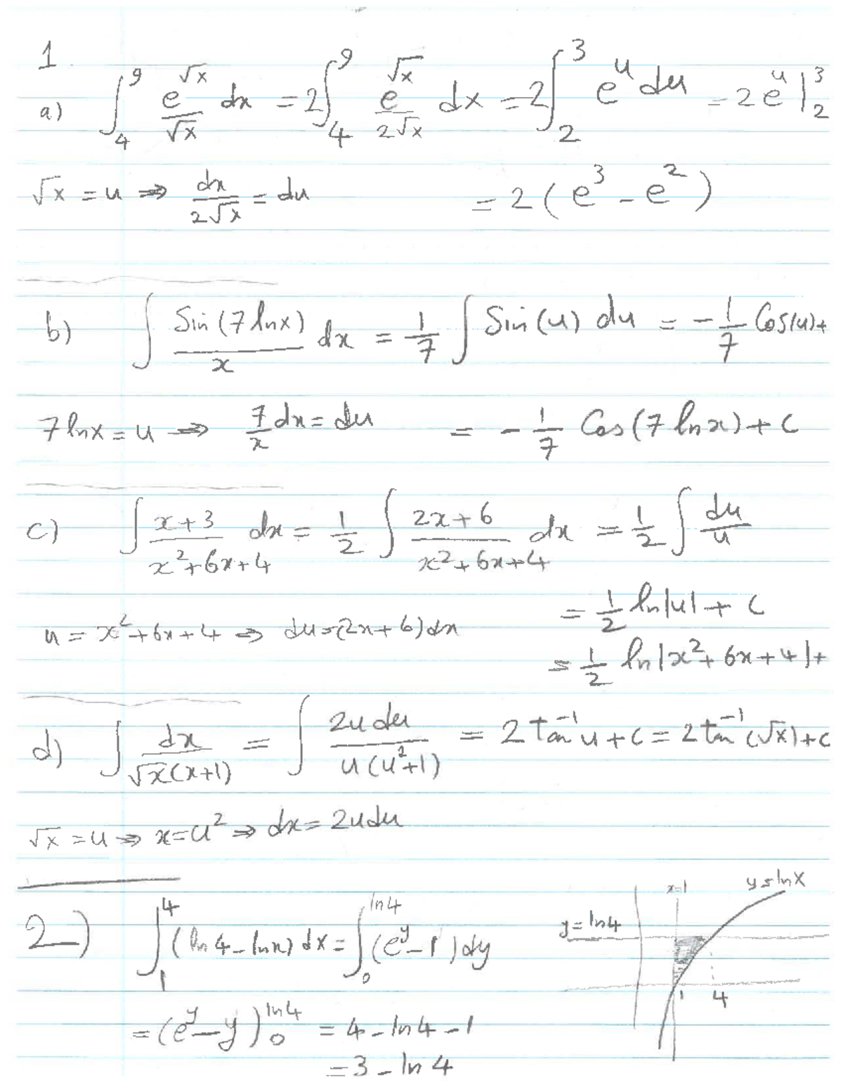 Math141-Quiz 2 Solutions: Integration Techniques and Examples - Studocu
