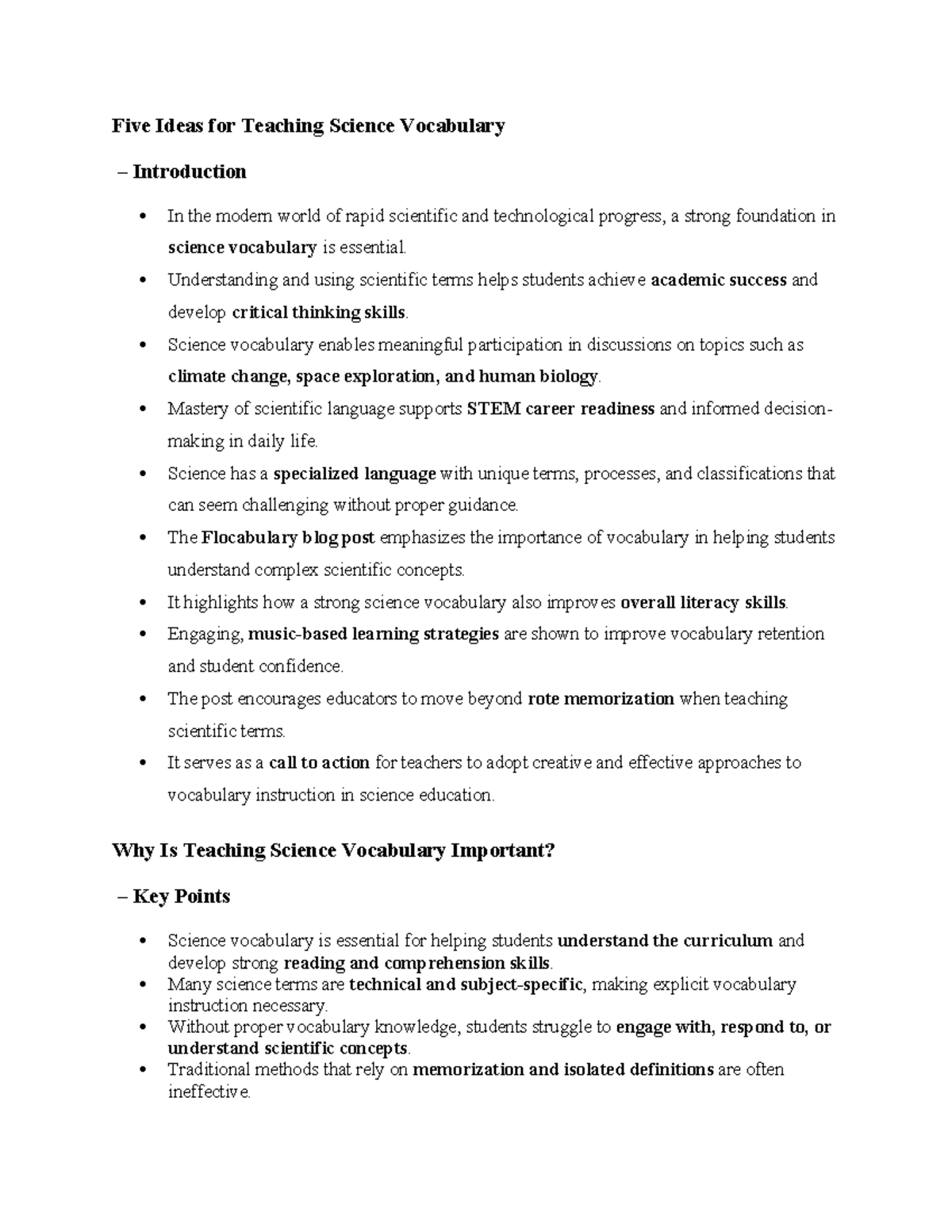Five Strategies for Teaching Science Vocabulary Effectively - Studocu