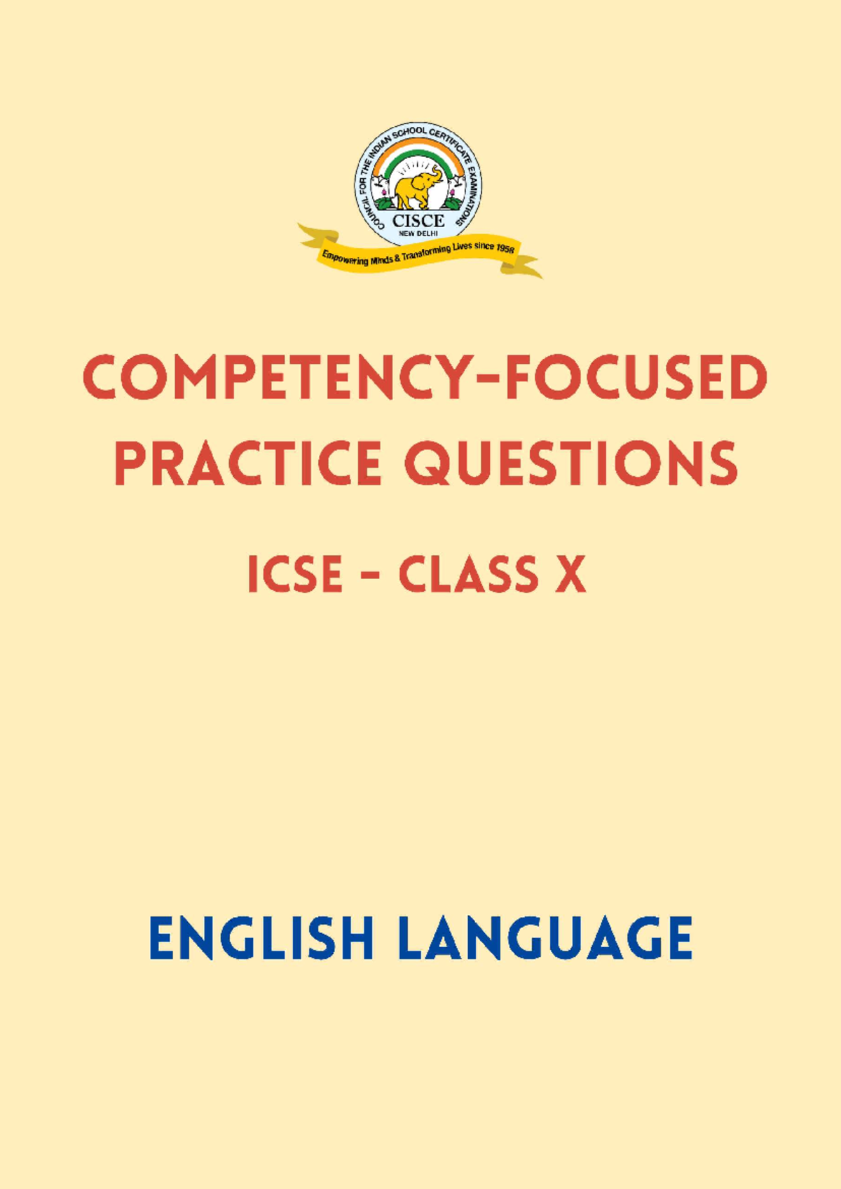 ICSE Class X English Language Practice Questions and Answer Key - Studocu