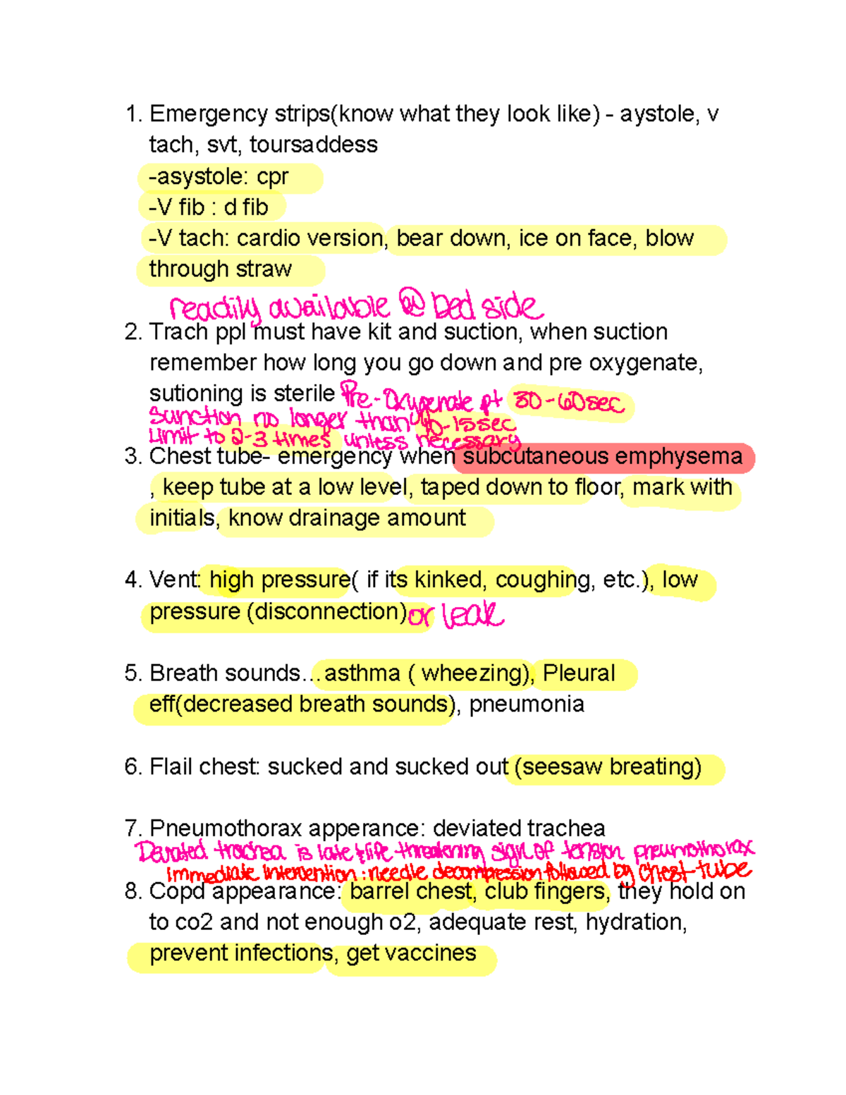 Med Surge Final Exam Notes: Emergency Protocols & Patient Care - Studocu