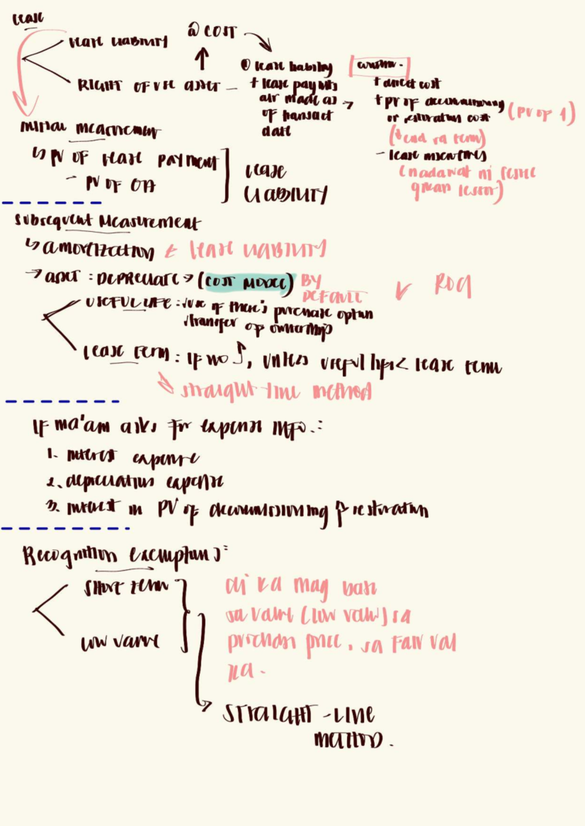 COST 101: Lease Liability and Depreciation Analysis Notes - Studocu
