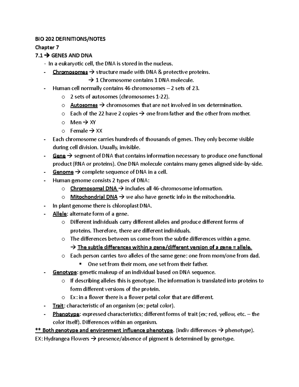 Chapter 7 LECTURE NOTES BIO 202 - GENES AND DNA - BIO 202 - Concordia ...