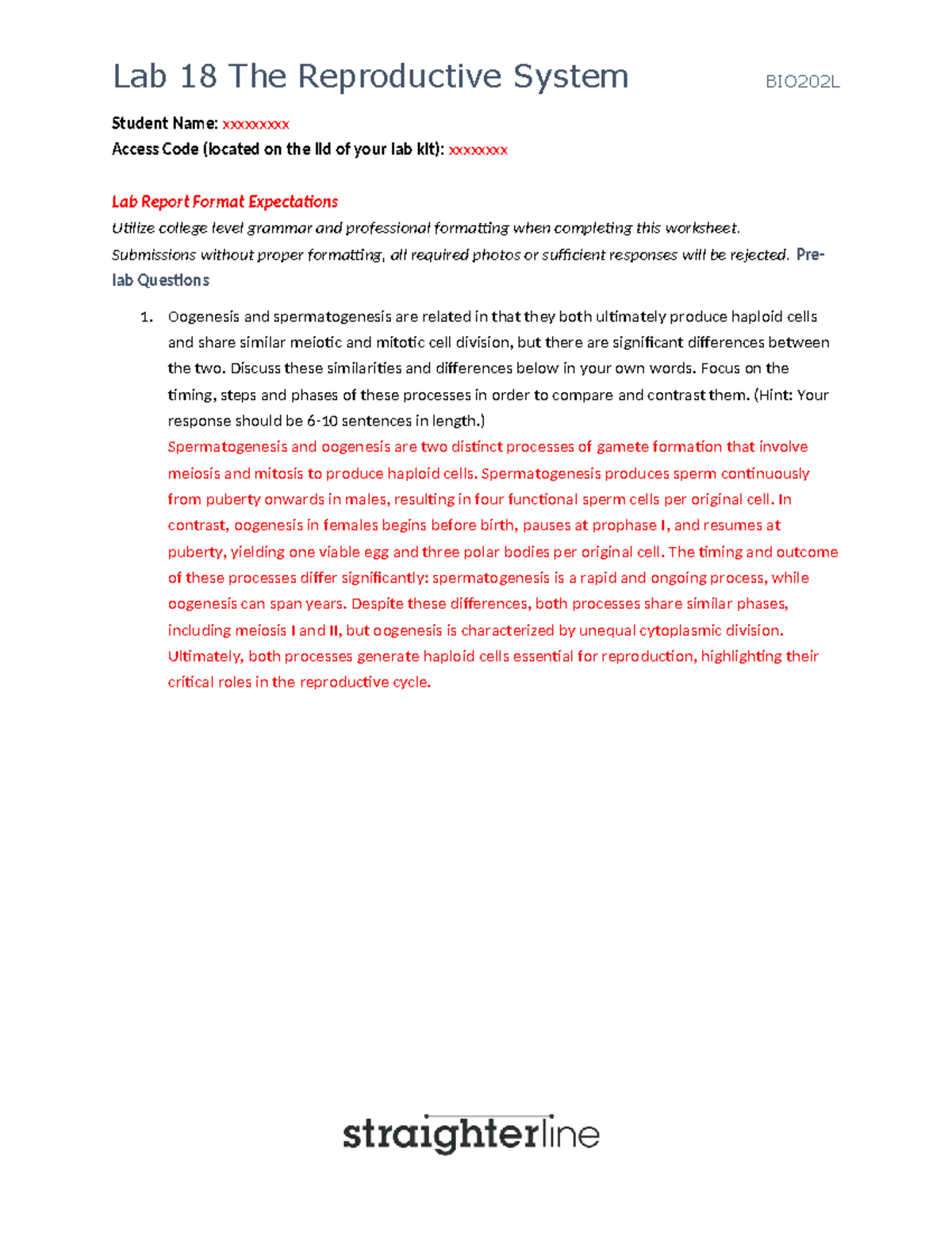 BIO202L Lab 18: The Reproductive System - Anatomy Lab Report - Studocu