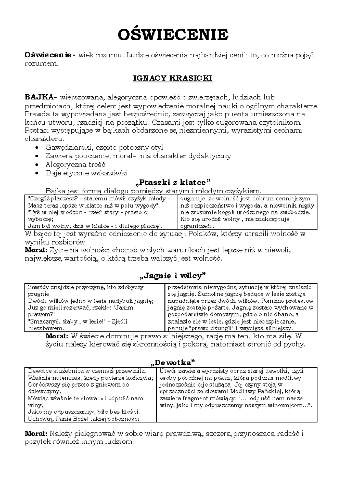 Oświecenie Sprawdzian Liceum Ponad Słowami 1.2 www.studocu.com