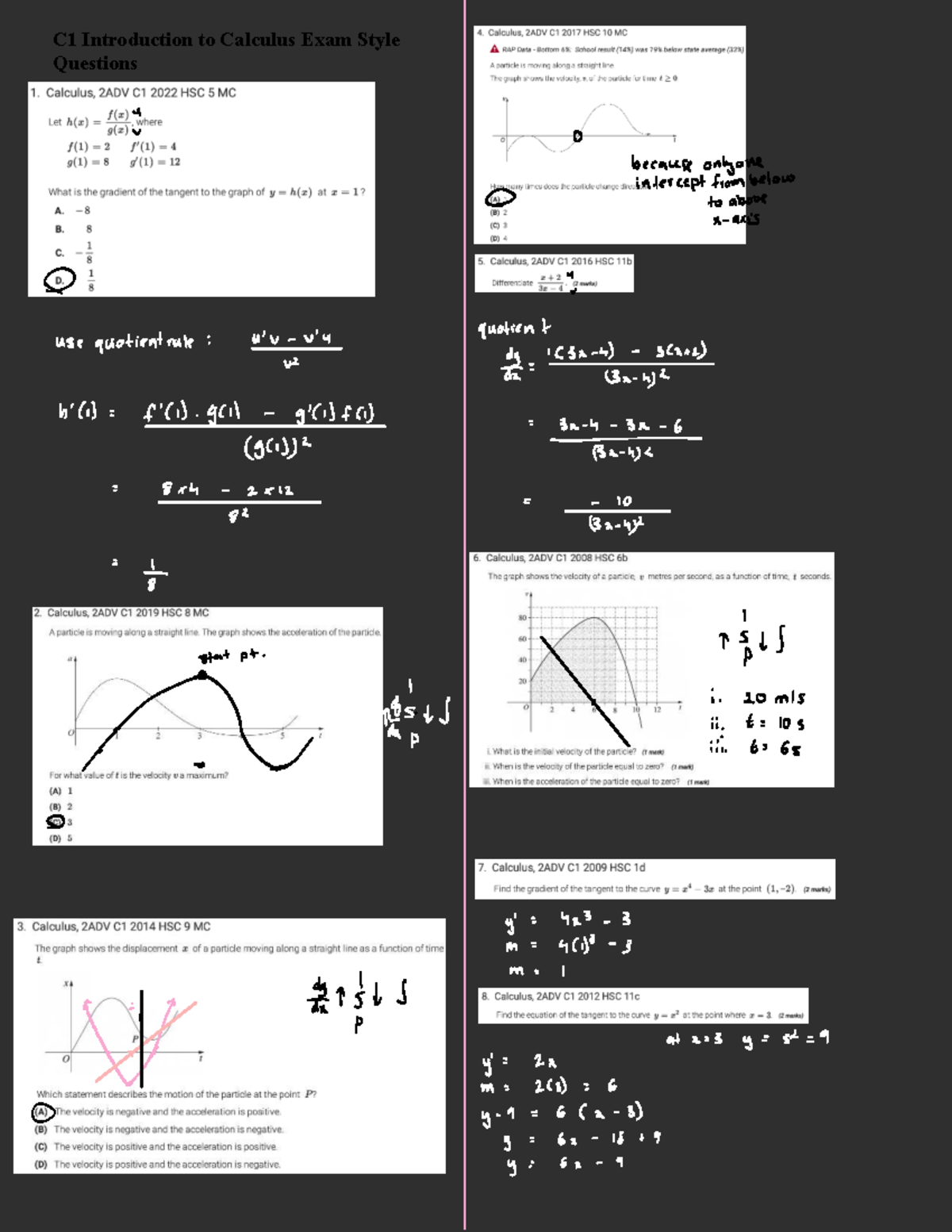C1 Introduction to Calculus: Exam Style Questions and Answers - Studocu