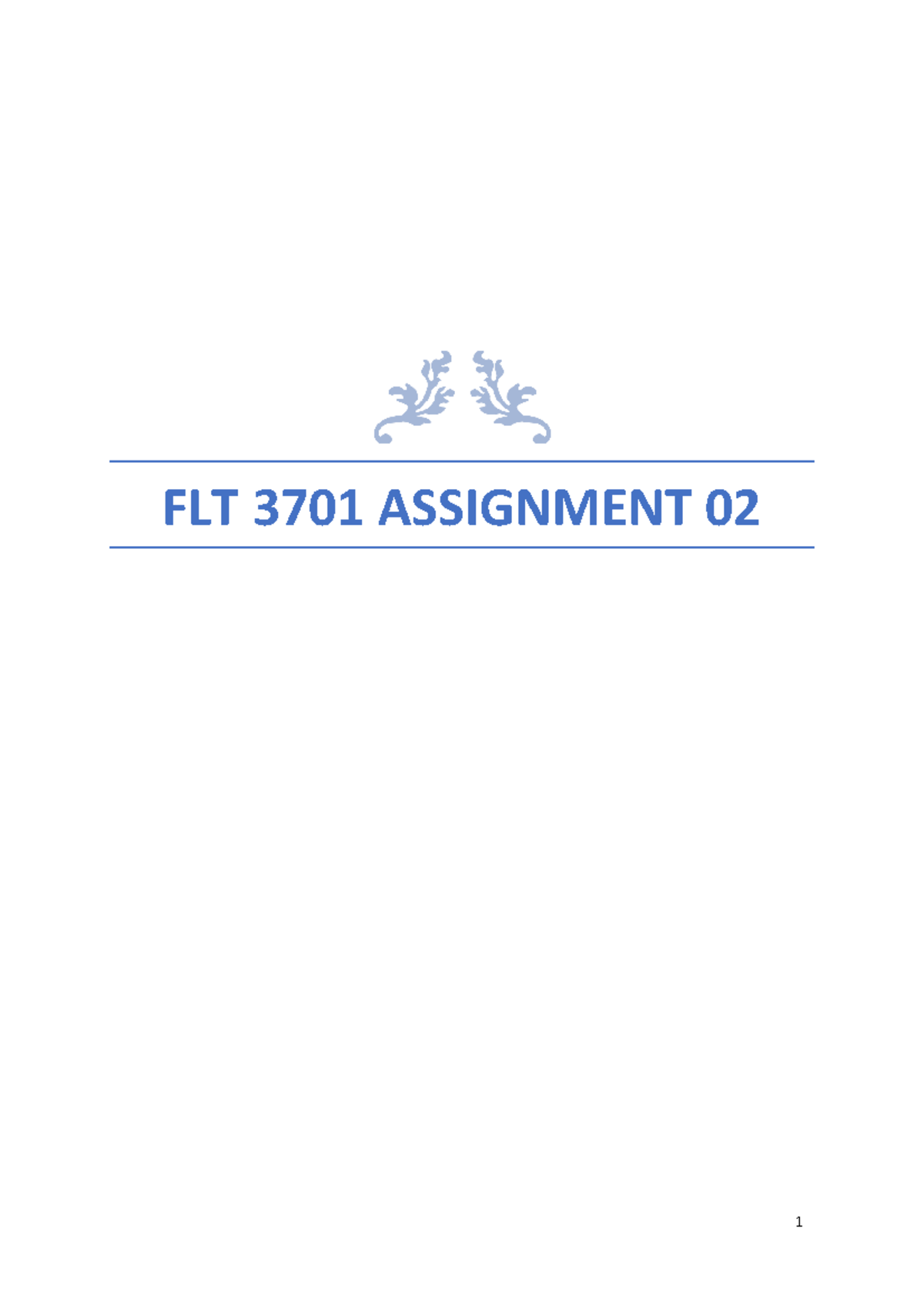 FLT3701 Assignment 02 - FLT 3701 ASSIGNMENT TABLE OF CONTENT Question ...