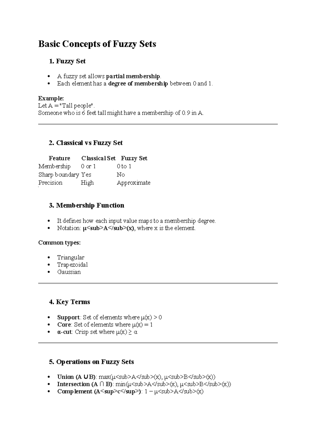 Fuzzy Logic Concepts and Applications - UNIT 1 Overview - Studocu