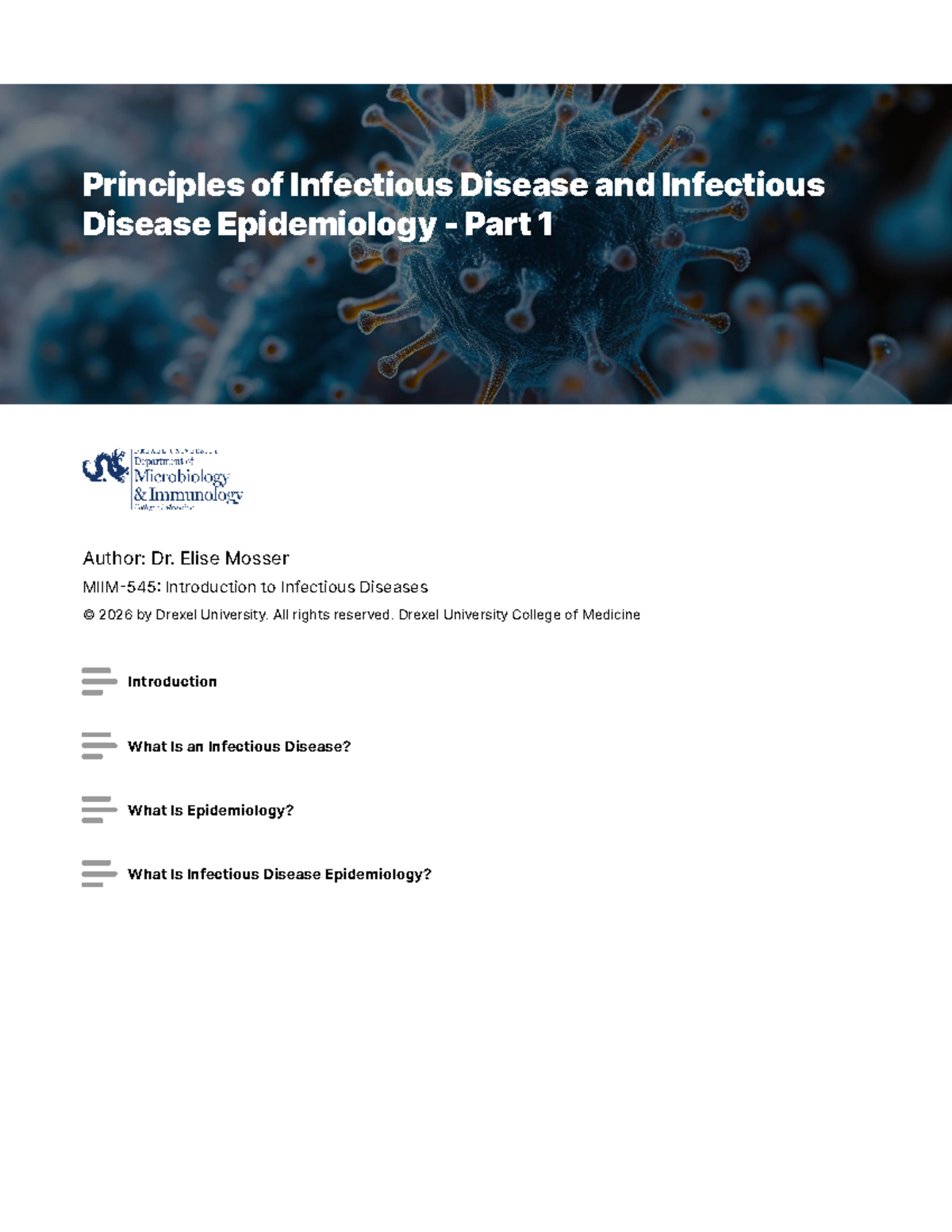 MIIM-545: Principles of Infectious Disease - Part 1 - Studocu