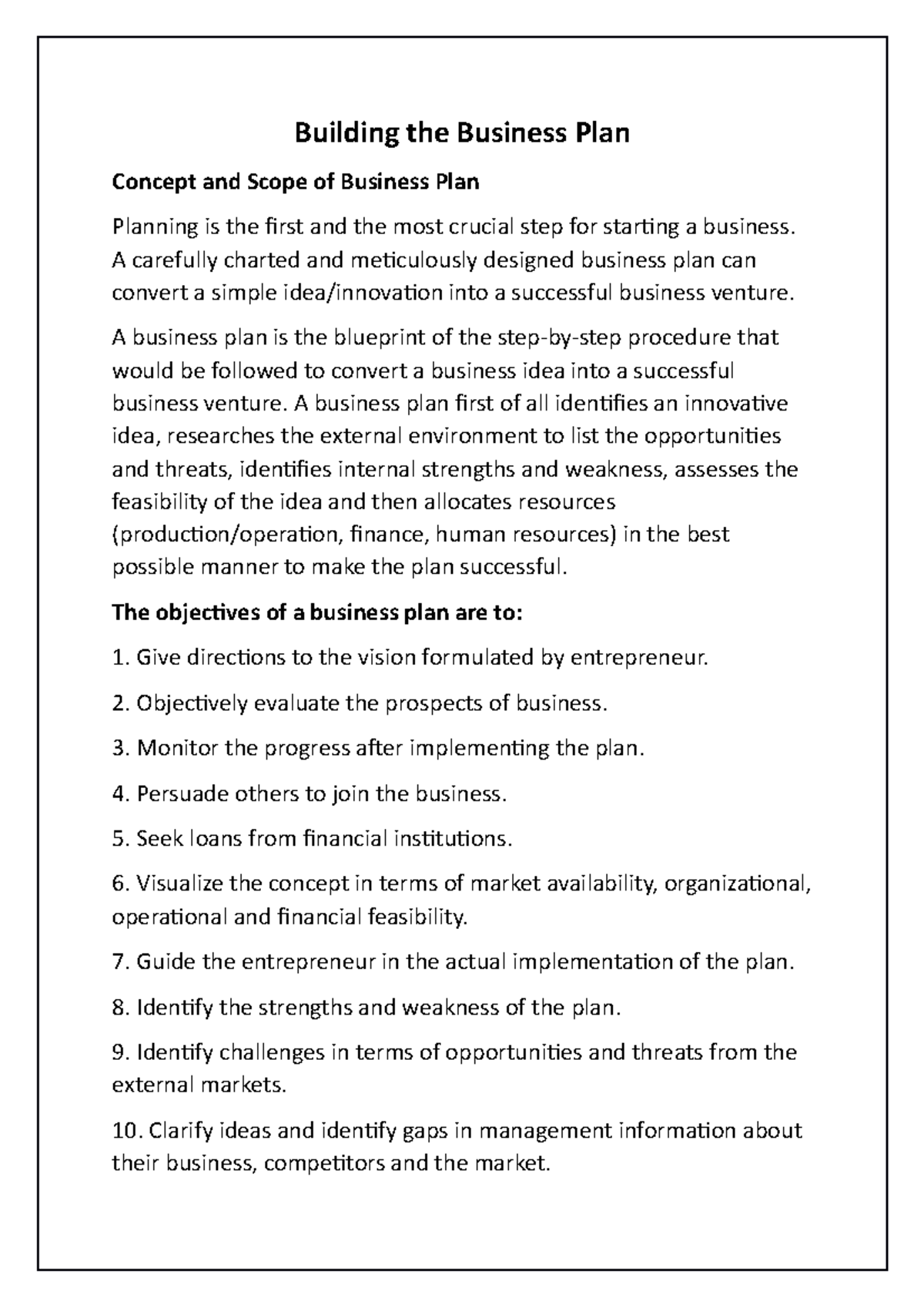 BUS 101: Building a Comprehensive Business Plan Guide - Studocu