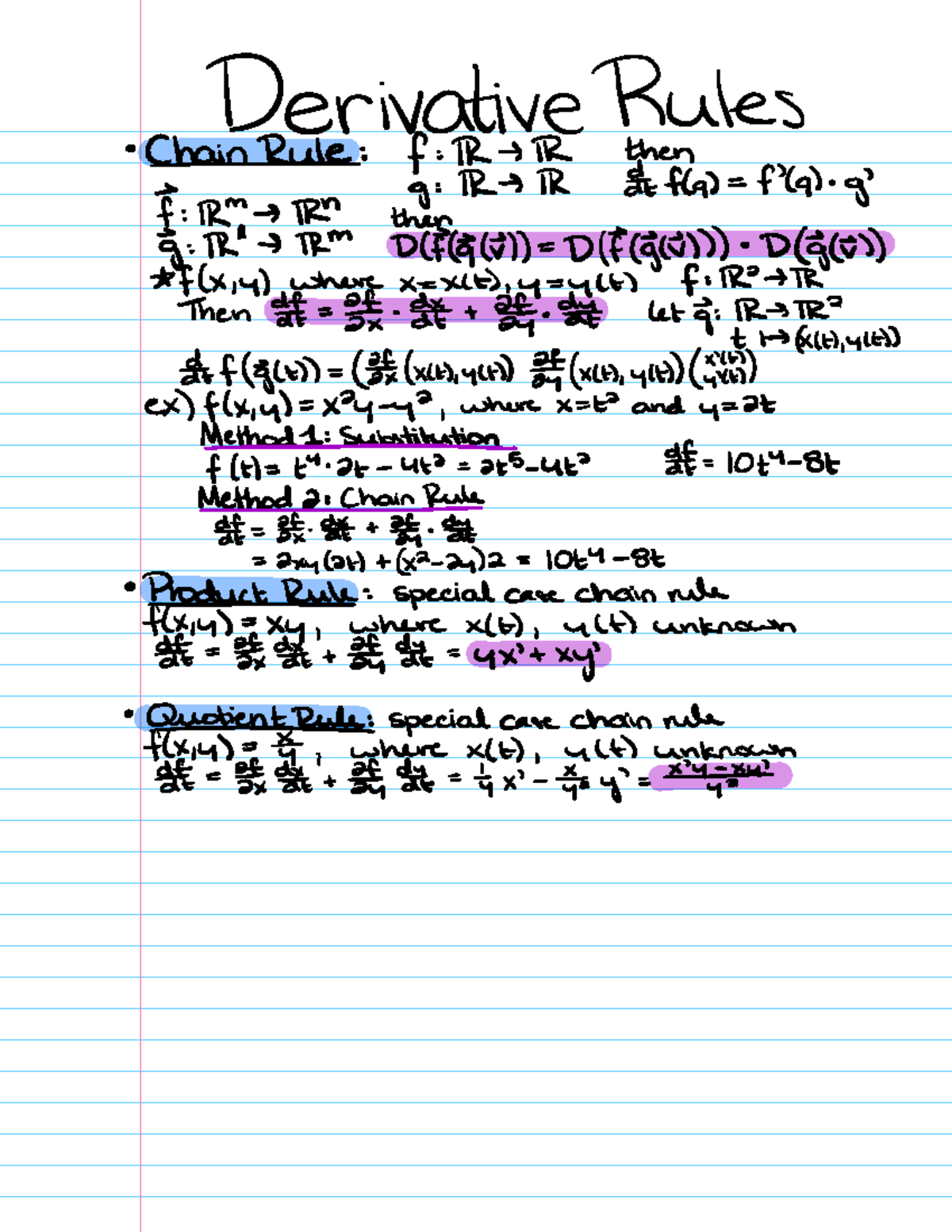 Derivative Rules Overview - 18.02 Prof. Hahn Lecture Notes - Studocu
