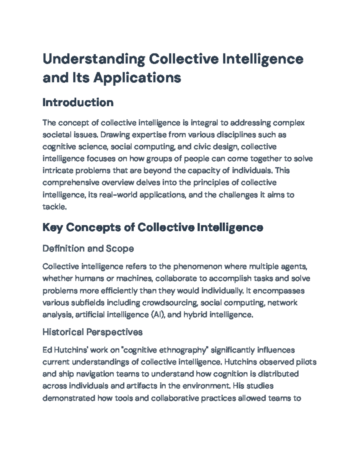 Exploring Collective Intelligence: Principles and Real-World ...