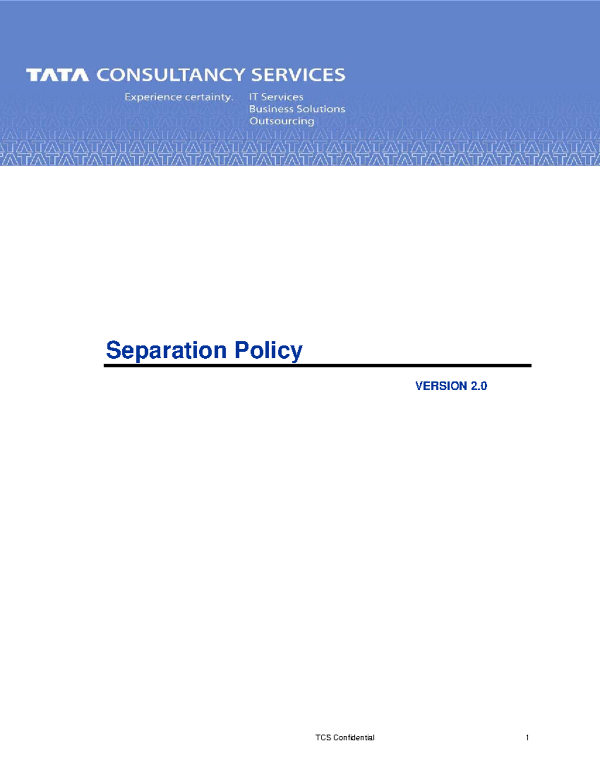 TCS Separation Policy V2.0: Guidelines and Provisions - Studocu