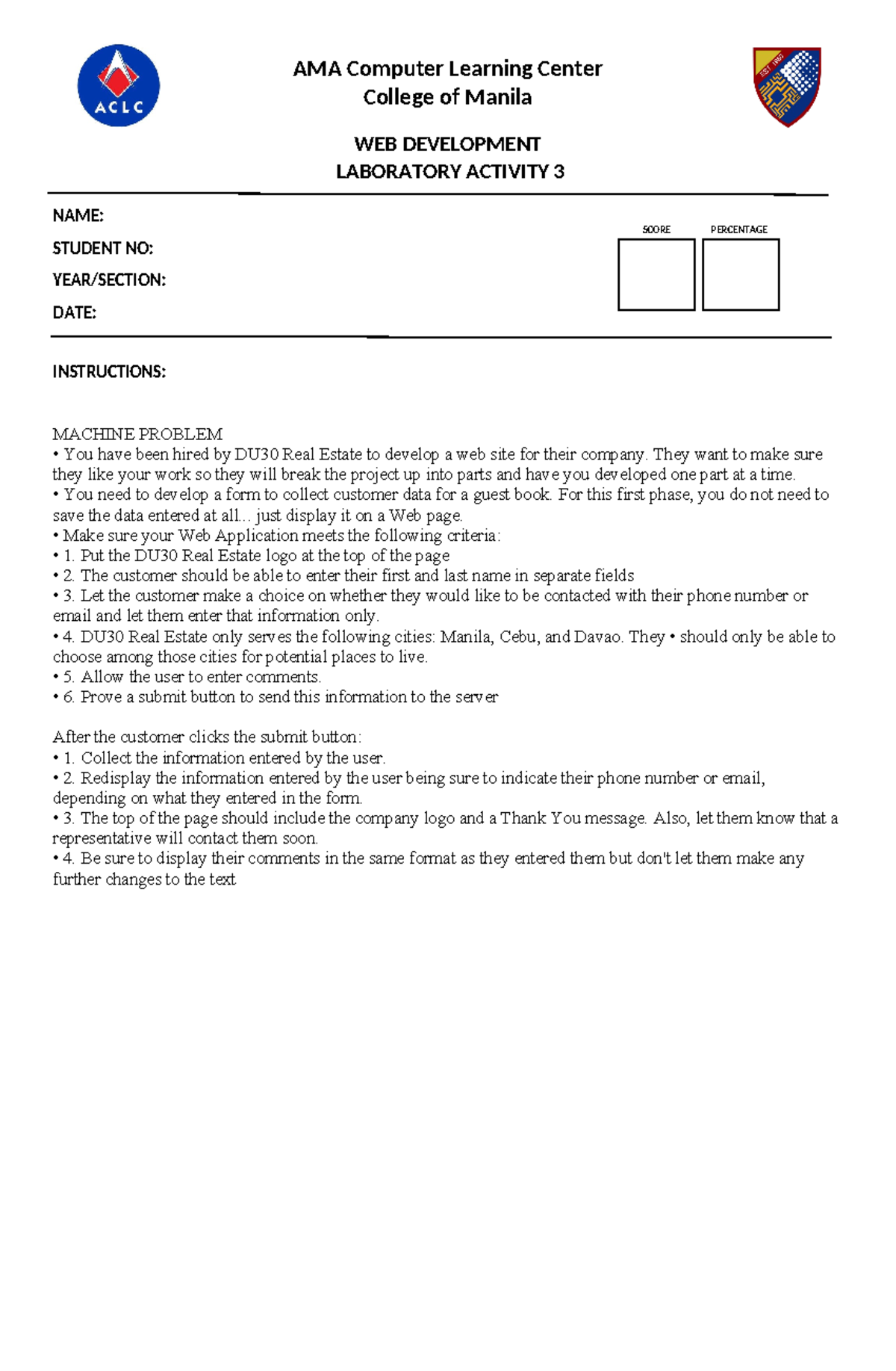WEB-DEV LAB- Activity-3 - AMA Computer Learning Center College of ...