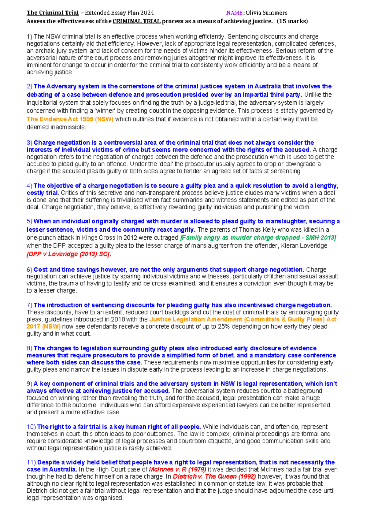 2024 HSC Crime topic 3 - Trial Essay Plan - The Criminal Trial ...