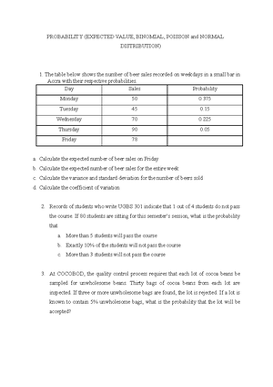Tables 1 - To check the Tutorial set 2, which probability - Appendix B ...