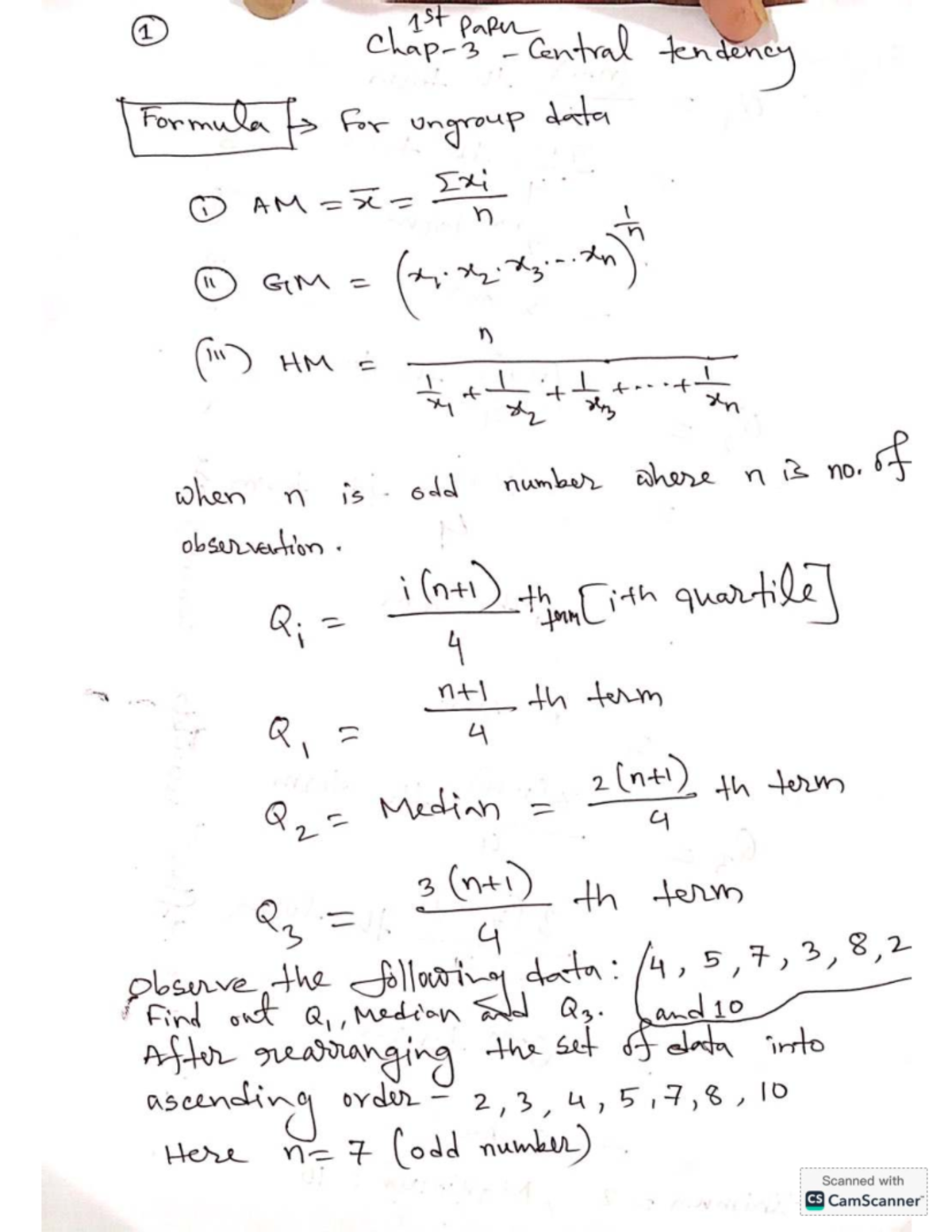 Stats 1st Paper: Chapter 3 - Central Tendency Formulas and Calculations ...