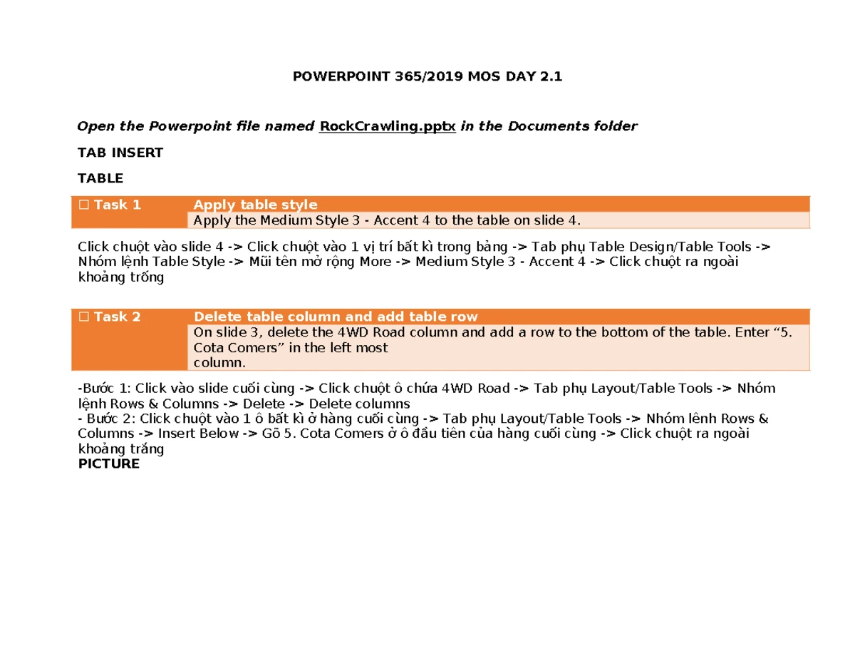 DAY 1 - 1095102 - EXCEL MOS 365/2019 DAY 1. Open “Customers” worksheet ...