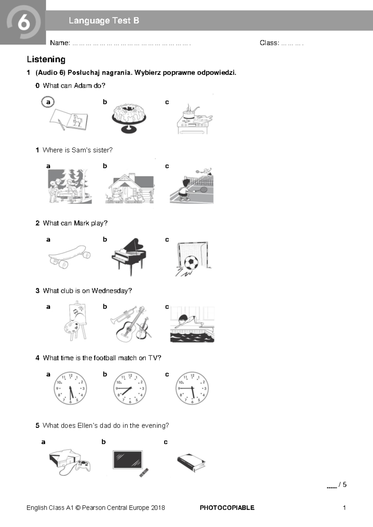 ECA1 Listening & Vocabulary Language Test 6B (New 2018) - Studocu
