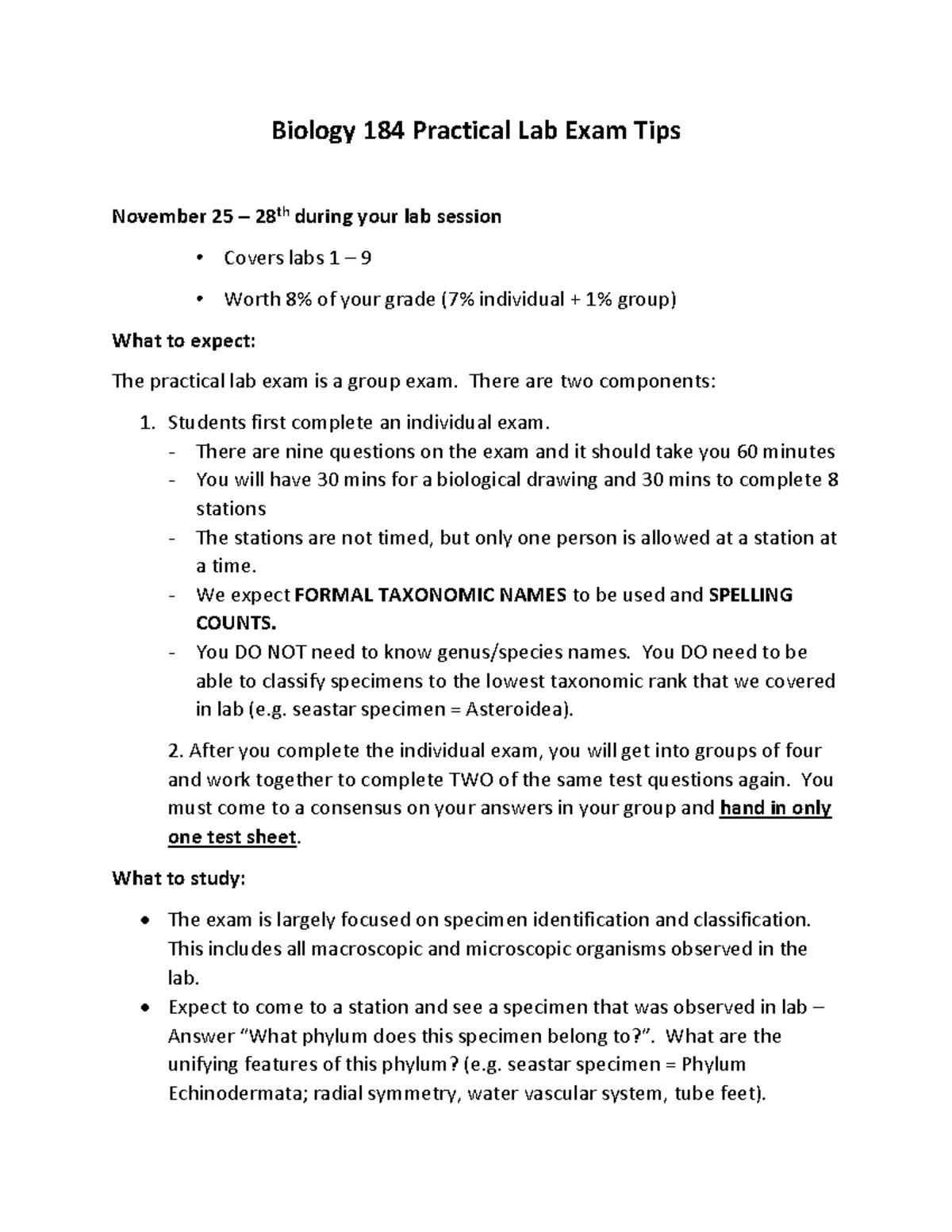 Biology 184 Practical Exam Prep: Tips for Success in Lab Evaluation ...
