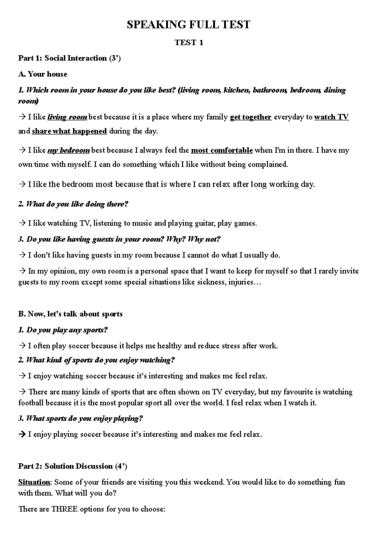 Speaking Test Reference Material - Full Practice Guide - Studocu