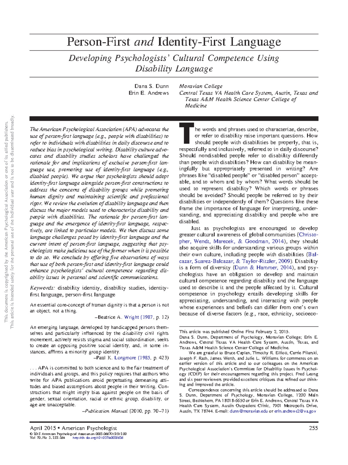 Person-First vs. Identity-First Language in Disability Discourse ...