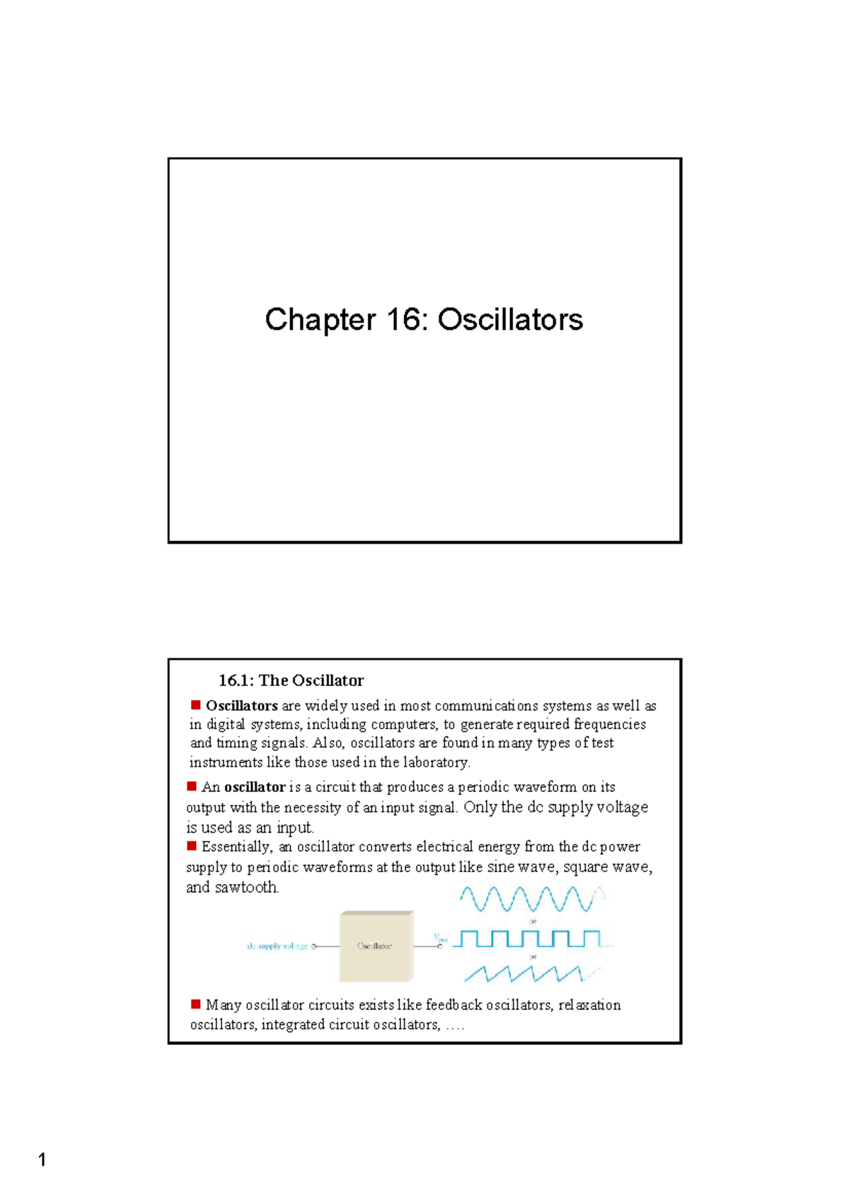 Chapter 16: Oscillators - Detailed Notes on Feedback & Timer Circuits ...