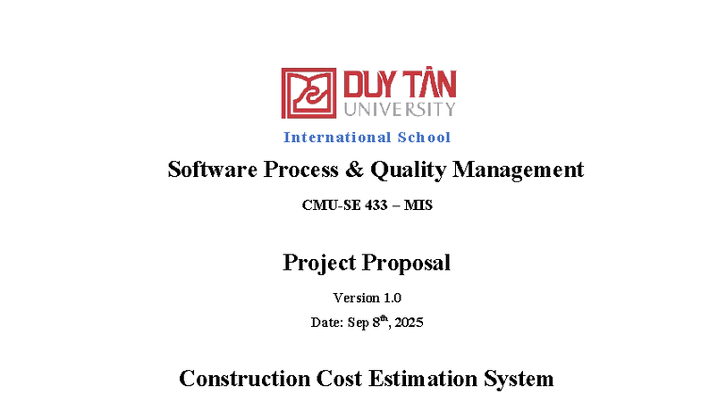 Proposal for CCES 433 MIS: Construction Cost Estimation System - Studocu