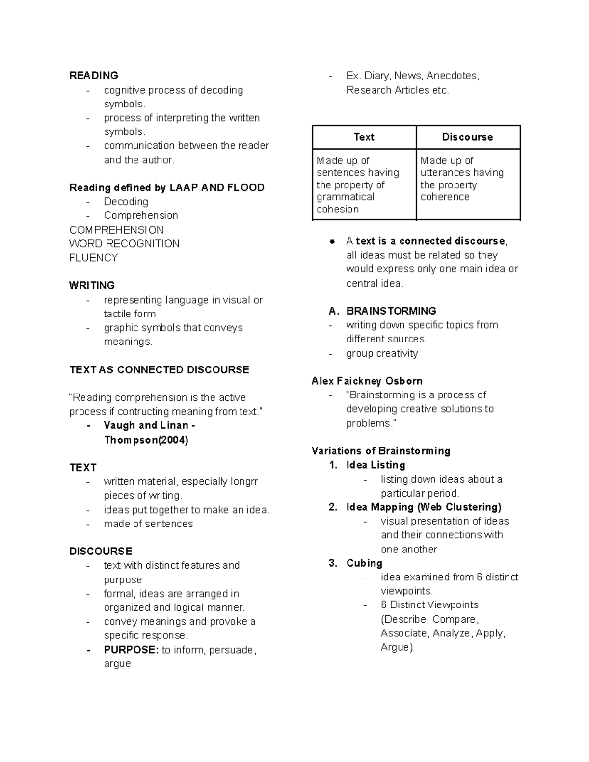 RWS 101 Reading Comprehension & Brainstorming Techniques Guide - Studocu