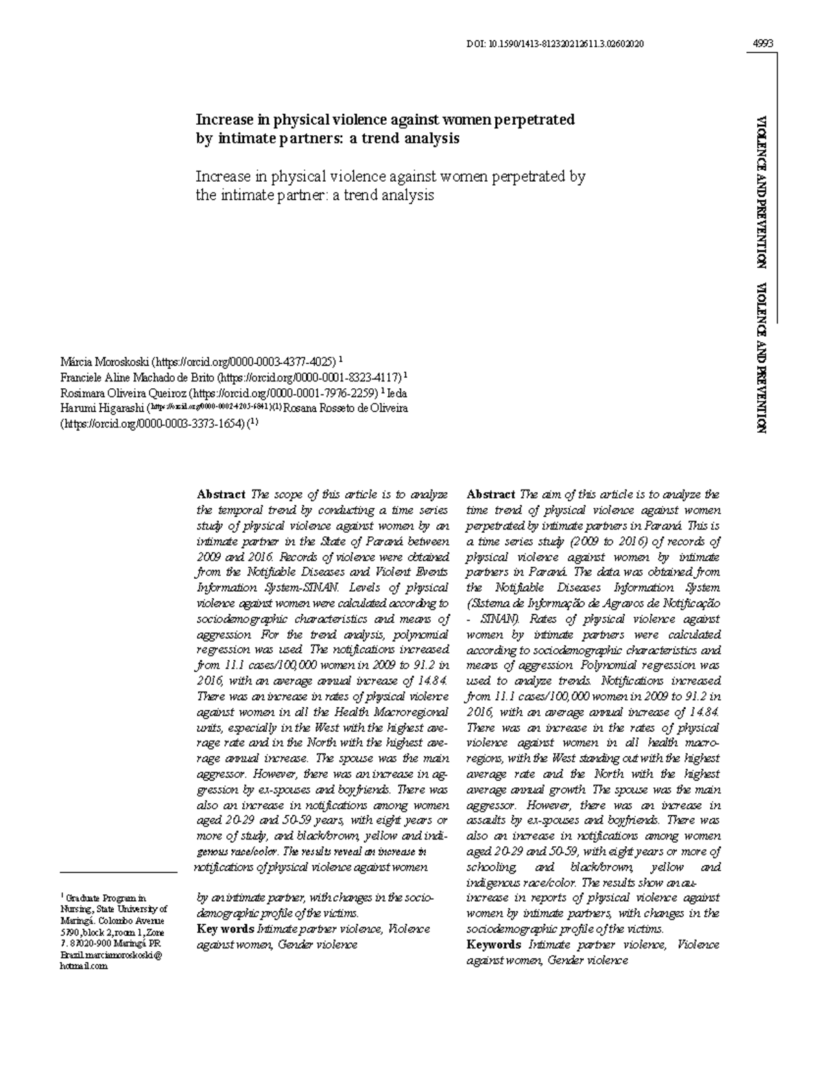#1226 - VIOLENCE AND PREVENTION: Trend Analysis of Intimate Partner ...