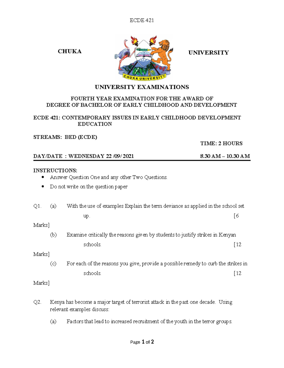 ECDE 421: Notes on Contemporary Issues in Early Childhood Development ...