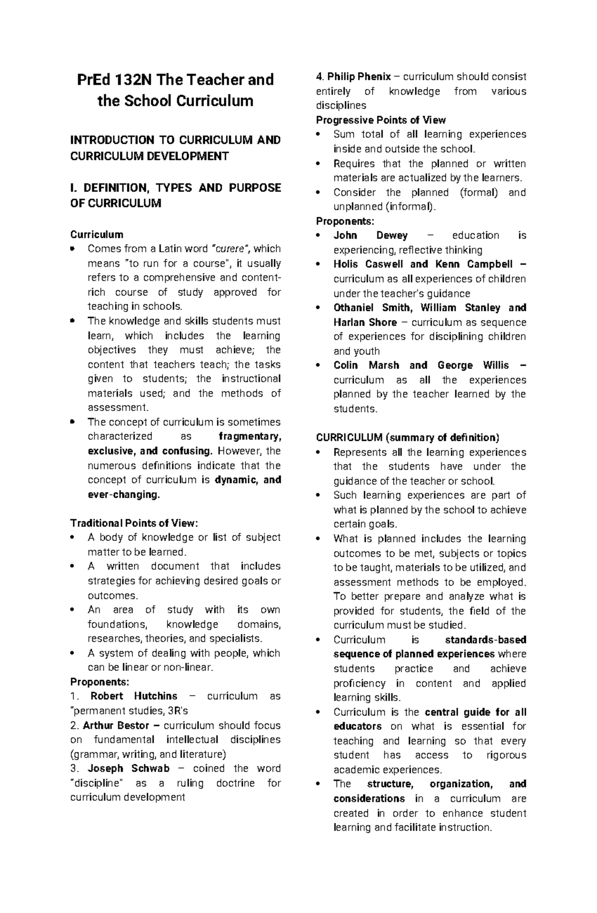 PrEd 132N Introduction to Curriculum Development: Key Concepts and ...