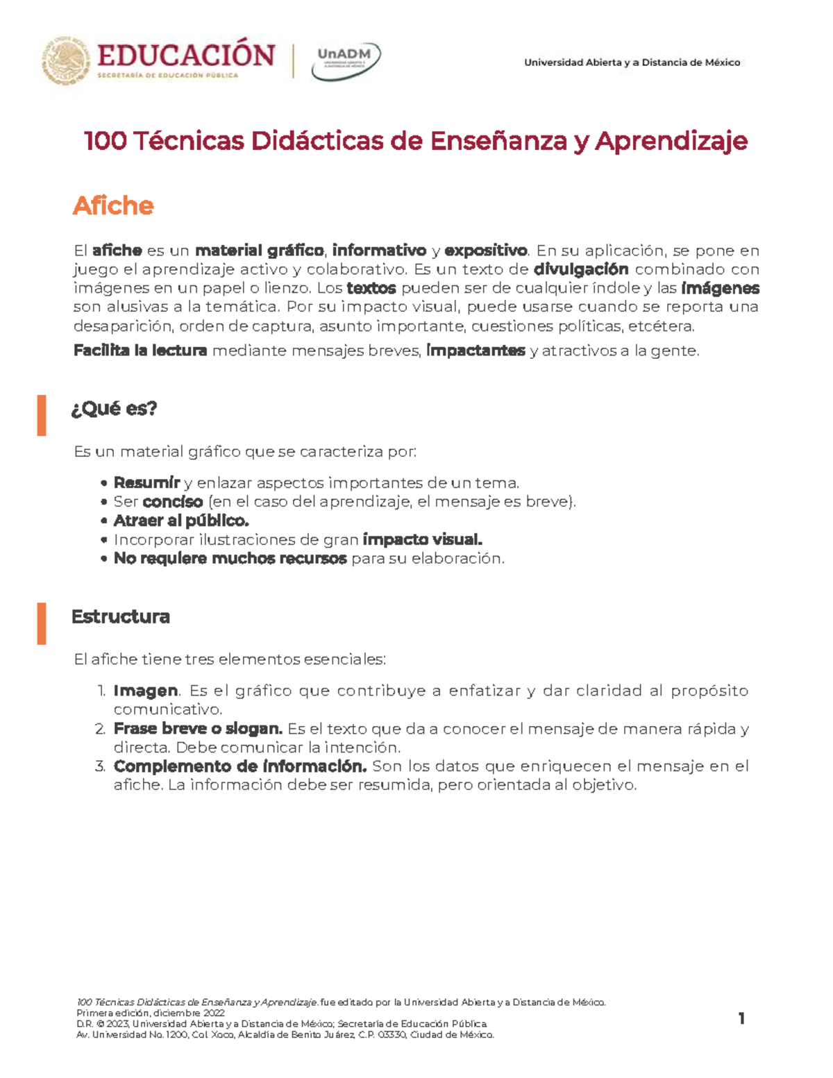 Técnicas Didácticas para la Creación de Afiche Educativo - 100 TDAA ...
