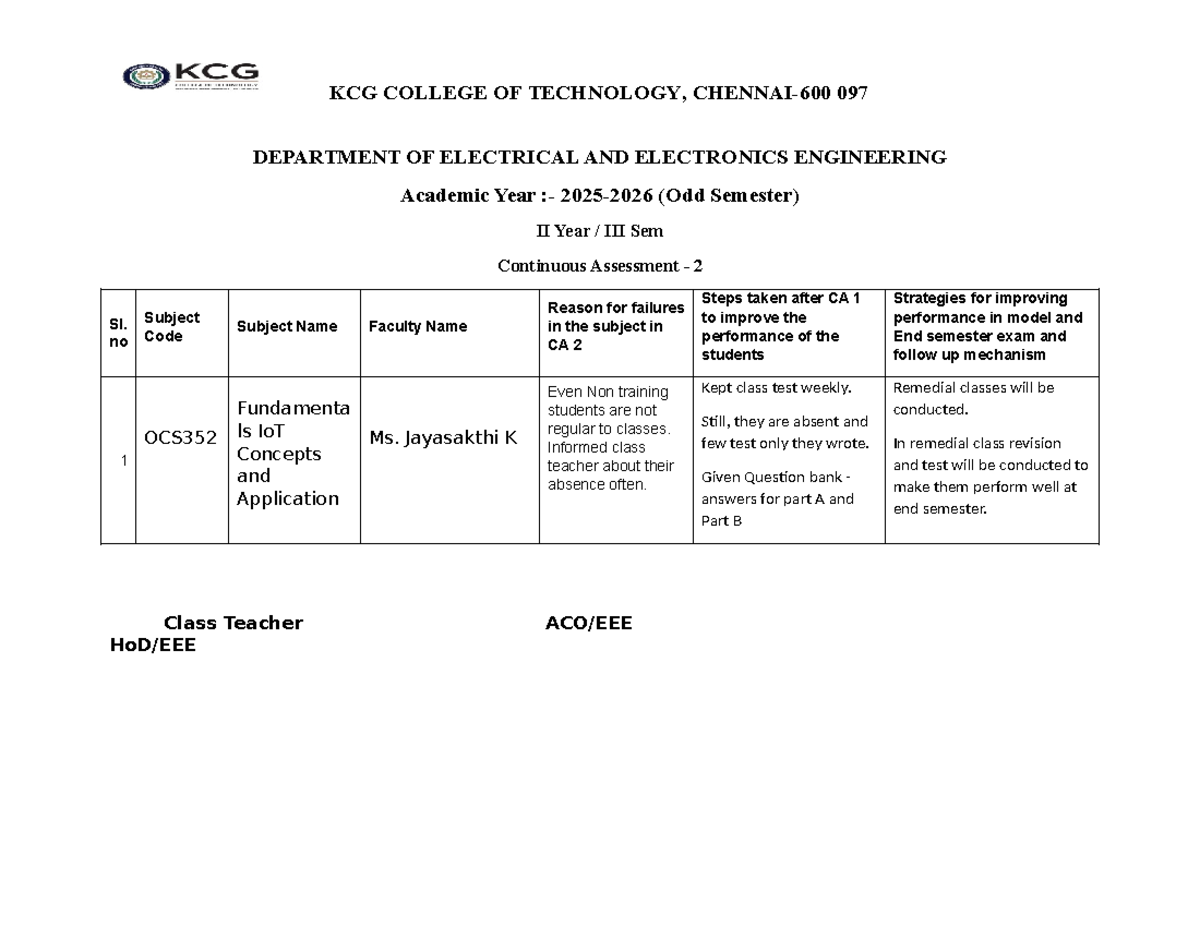 Root Cause Analysis for OCS352: IoT Continuous Assessment 2 - Studocu