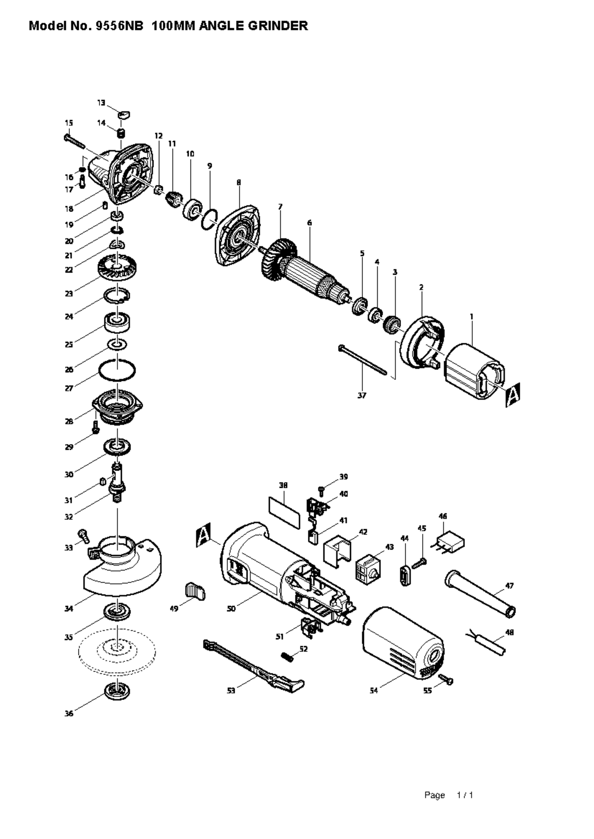 Model No. 9556NB 100MM Angle Grinder Parts List - Studocu