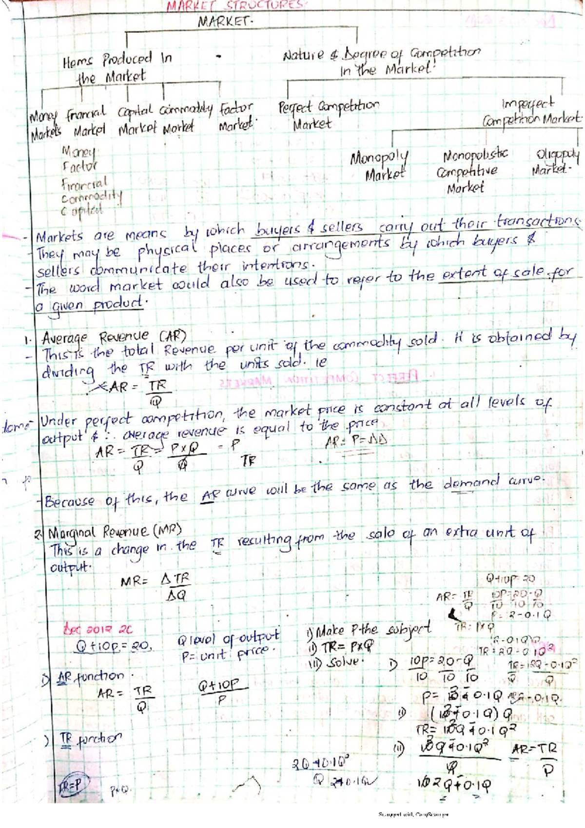 KCE Notes - Market Structures: Perfect Competition & Monopoly Analysis ...