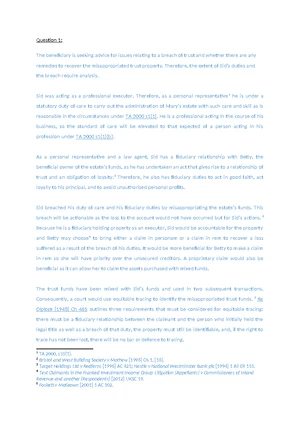Equitable Tracing Practice Questions for Legal Review (LAW 101) - Studocu