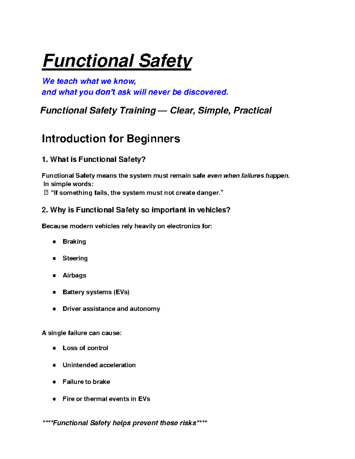 Functional Safety Training: A Beginner's Guide to ISO 26262 - Studocu