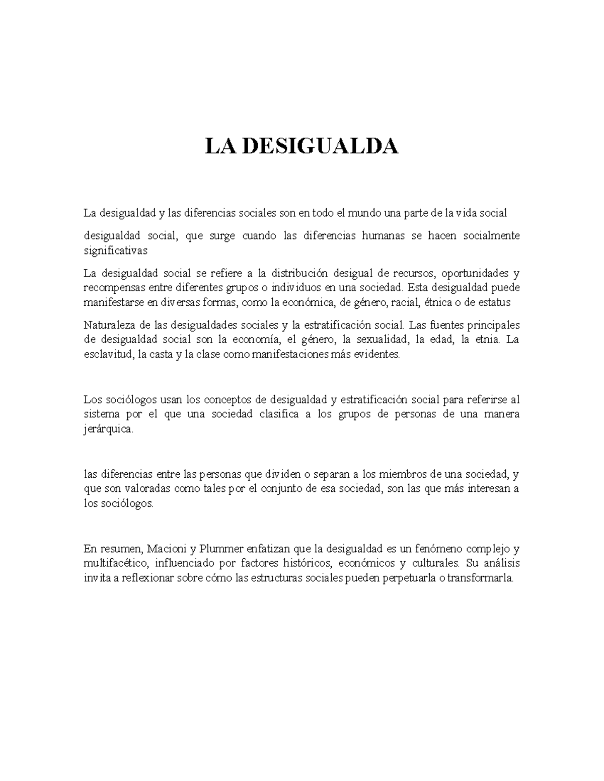 LA Desigualdad Social: Análisis de la Estratificación y sus Fuentes ...