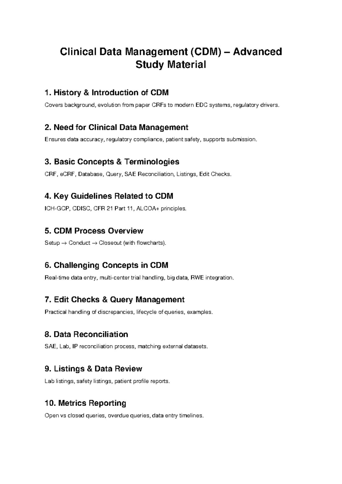 CDM Advanced Study Material: Key Concepts & Guidelines - Studocu