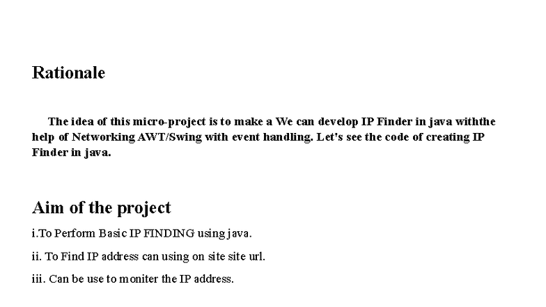 Java IP Finder Project Overview - ENG 101 Micro Project - Studocu