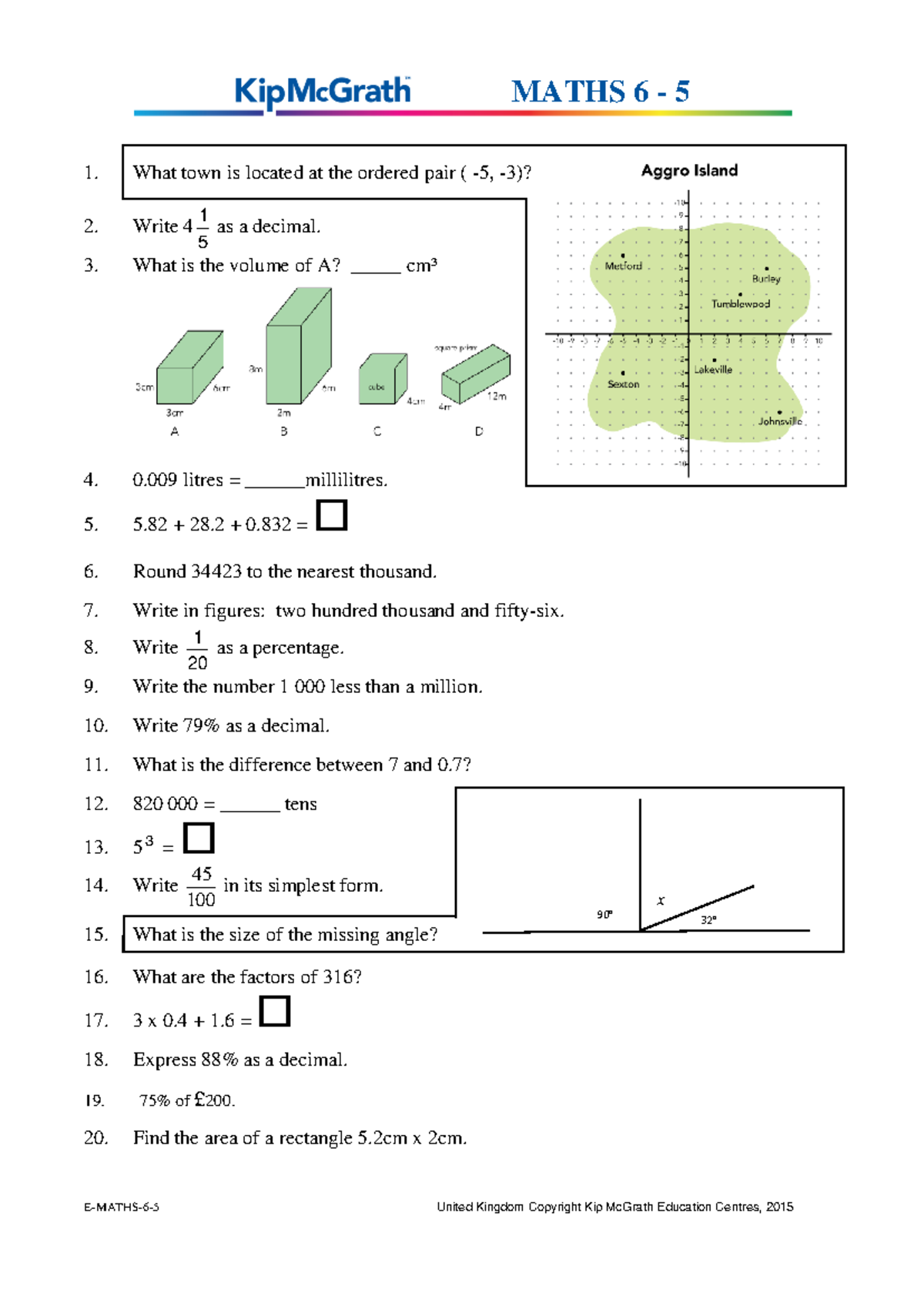 E-Maths 6-5: Practice Questions and Exercises - Studocu