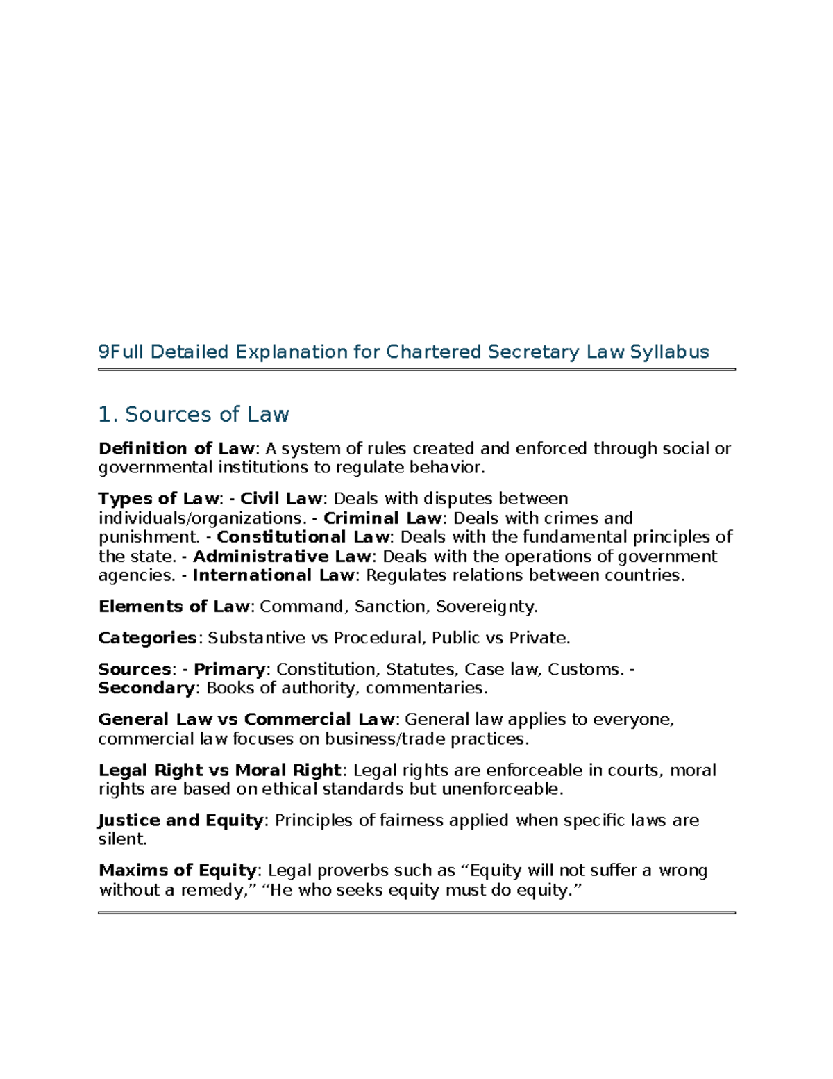 Chartered Secretary Law Syllabus Overview: Key Concepts & Principles ...