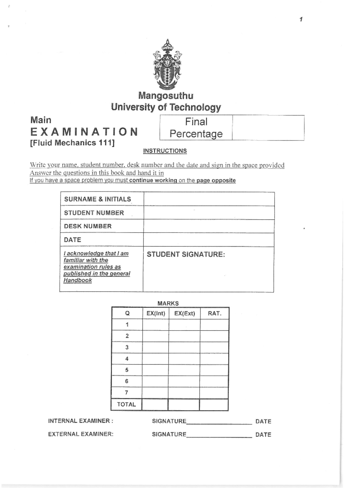 Fluid Mechanics Final Exam Study Guide (June 2011) - Studocu